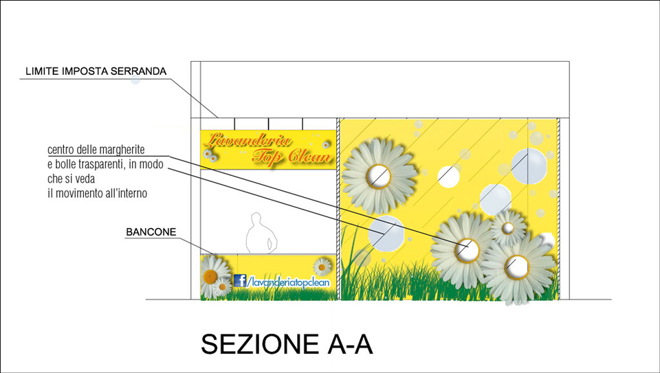 Allestimento Lavanderie e materiale pubblicitario