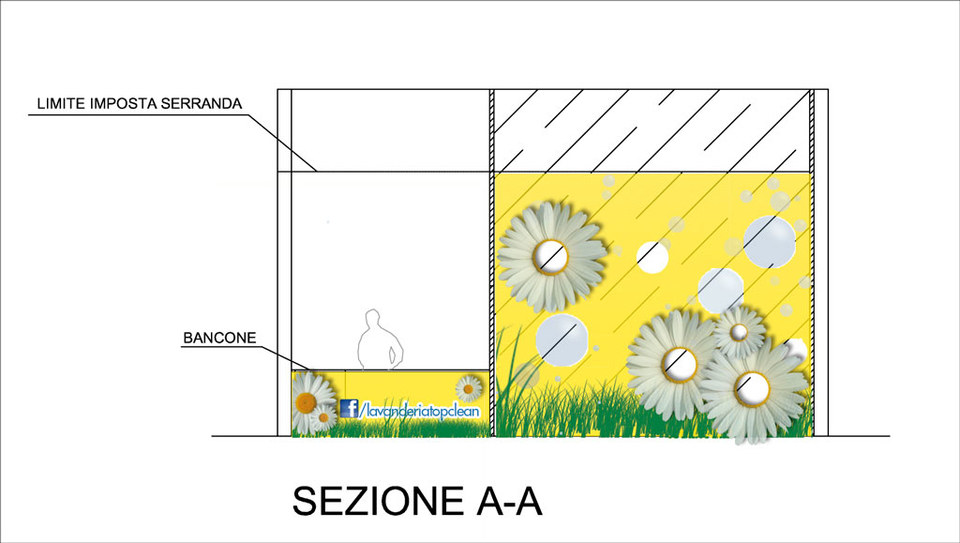 Allestimento Lavanderie e materiale pubblicitario